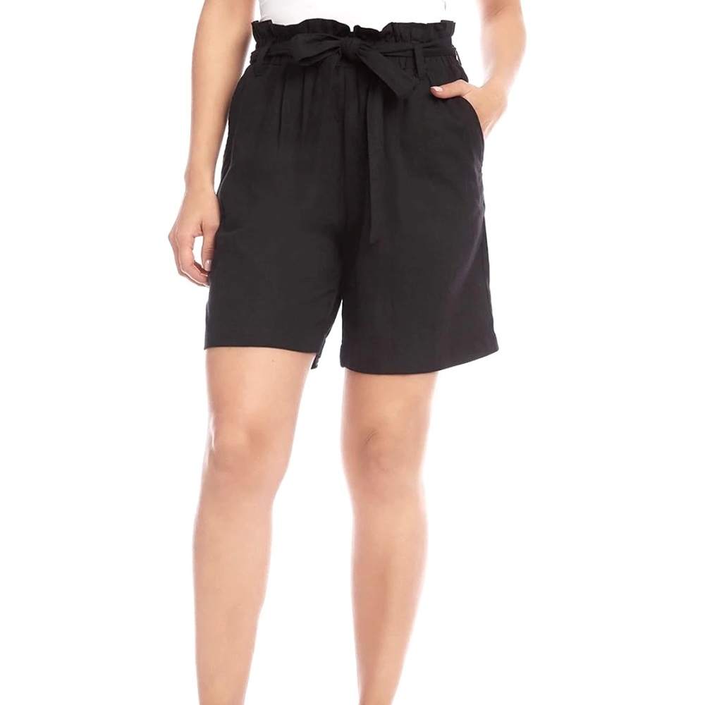 NWT Paperbag Waist Linen Blend Shorts, M - Picture 1 of 6
